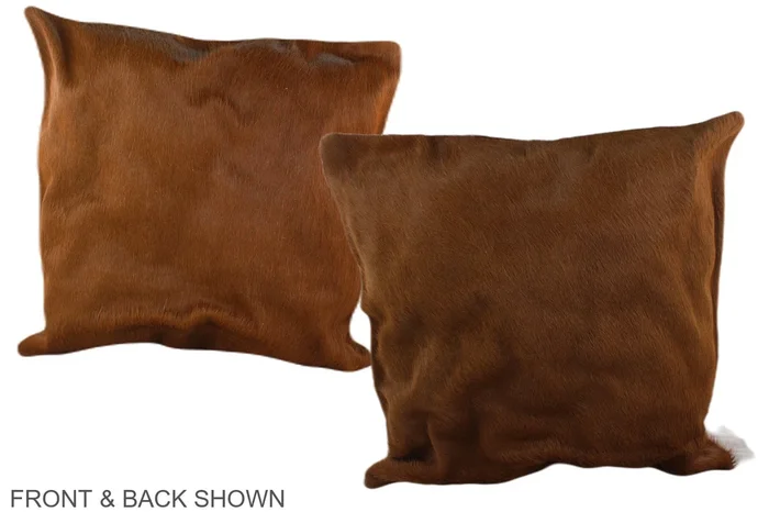 Solid Brown 20″x20″ Brazilian Cowhide Pillow #A37640 by Hudson Hides