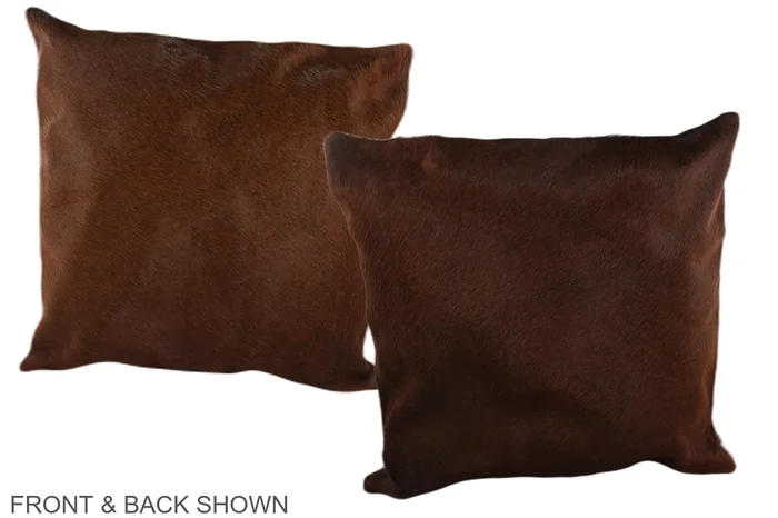 Solid Brown 20″x20″ Brazilian Cowhide Pillow #A37699 by Hudson Hides