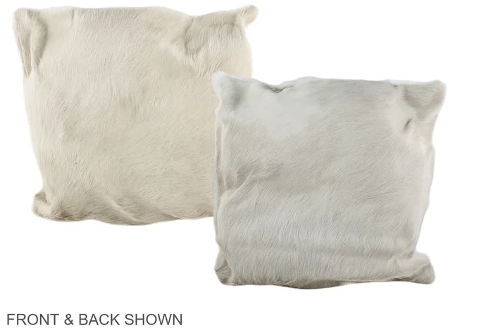 Solid White 16″x16″ Brazilian Cowhide Pillow #A35439 by Hudson Hides