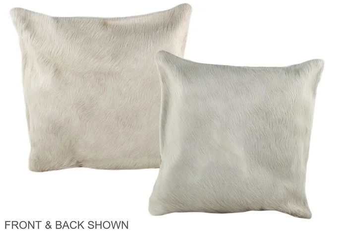 Solid White 16″x16″ Brazilian Cowhide Pillow #A35943 by Hudson Hides