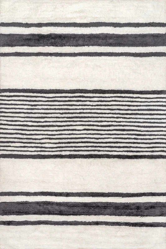 Striped Wool Machine Washable Area Rug