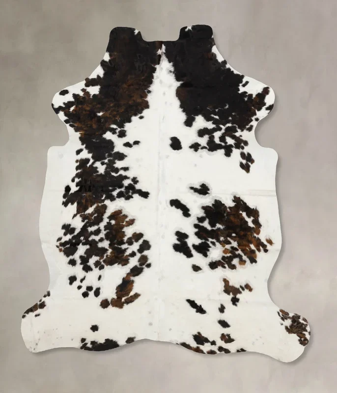 Tricolor X-Large European Cowhide Rug 7’1″H x 6’0″W #B11858 by Hudson Hides