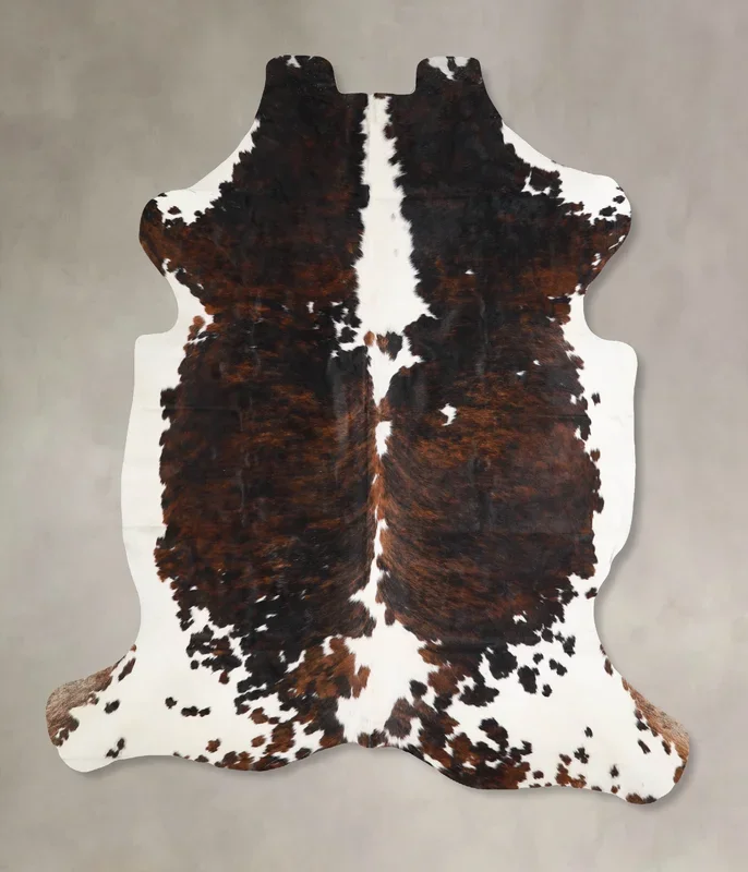 Tricolor X-Large European Cowhide Rug 7’1″H x 6’5″W #A40433 by Hudson Hides