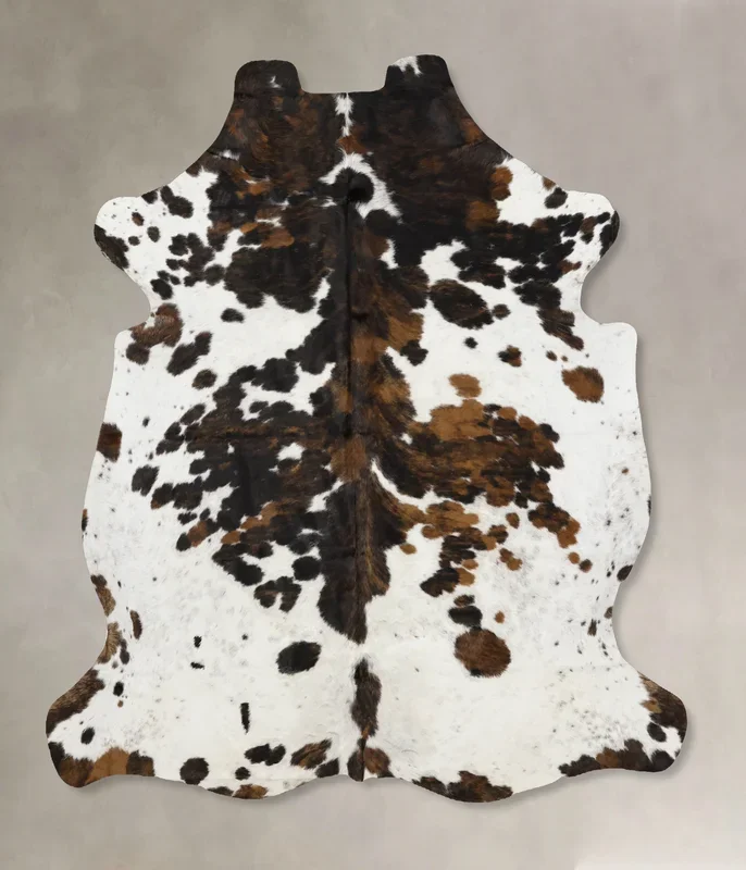 Tricolor X-Large European Cowhide Rug 7’2″H x 6’3″W #B11863 by Hudson Hides