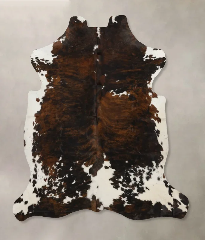 Tricolor X-Large European Cowhide Rug 7’2″H x 6’7″W #B12051 by Hudson Hides