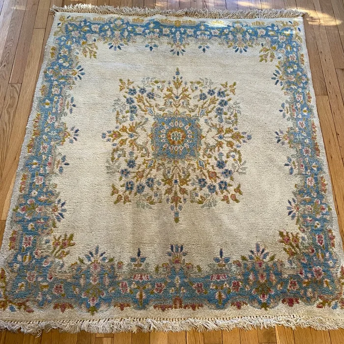 Vintage Rug, 4′ x 4′ 9 Cream